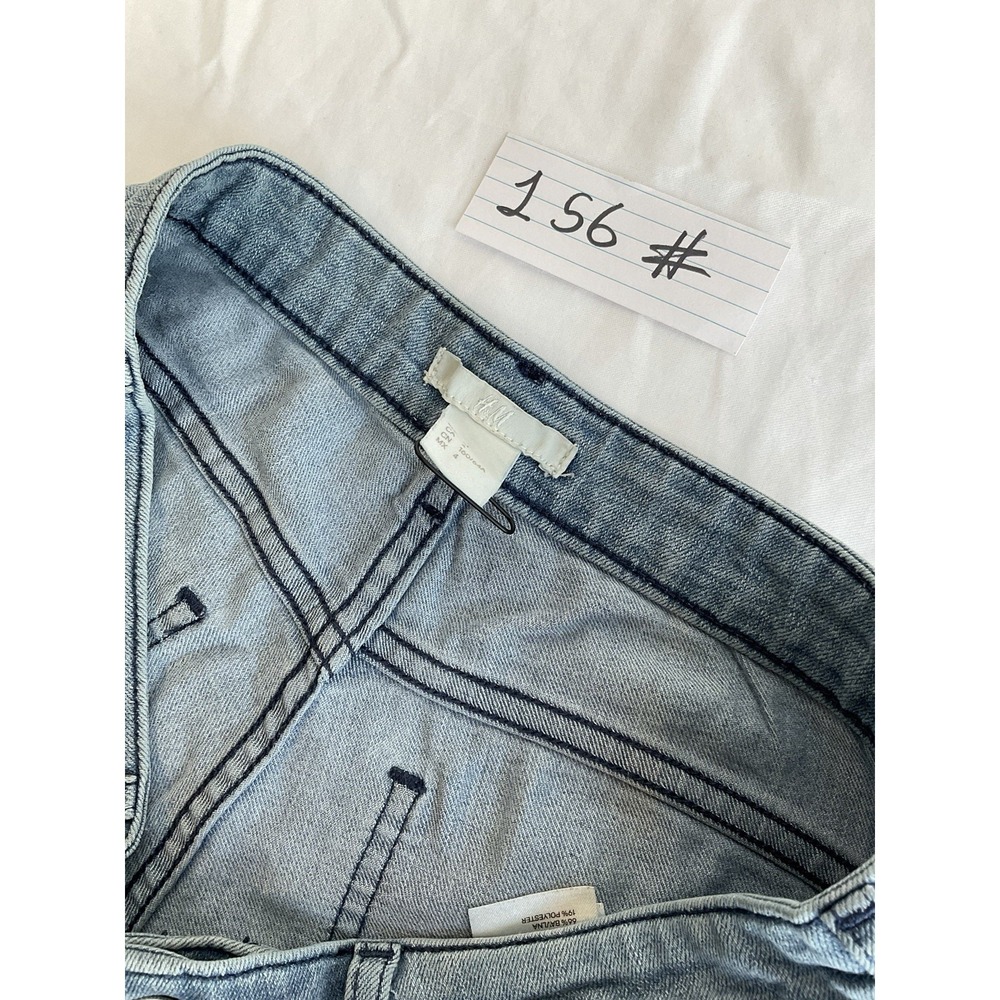 H&M Denim Shorts Blue Hem Size 4 Button Raw Hem Pockets